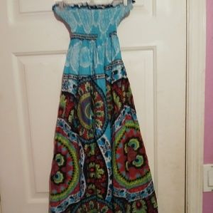 Blue Strapless dress,Single Dress